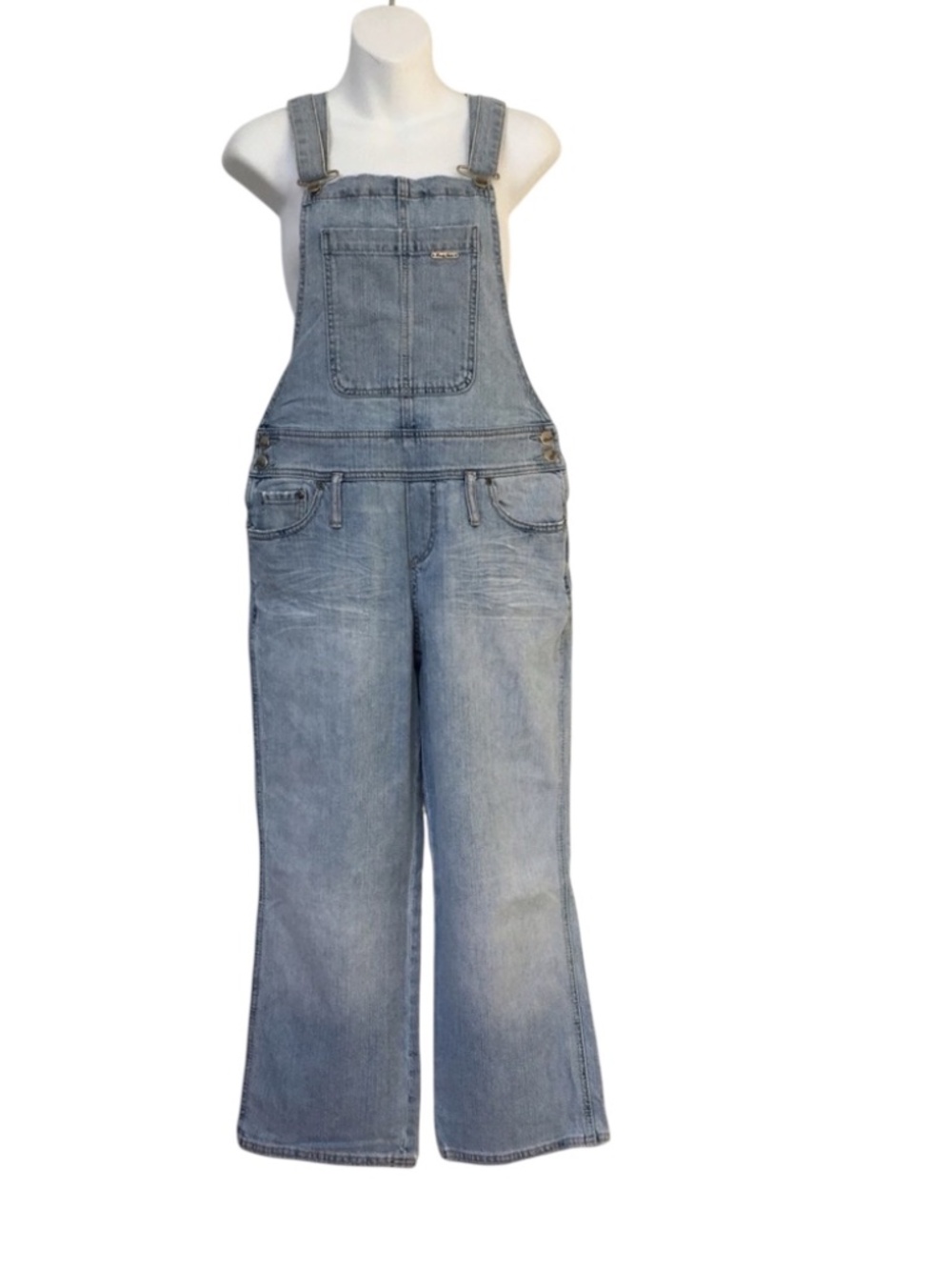 Brody Jeans Overalls Denim Blue Light Wash 99% Cotton Size L Straight Leg